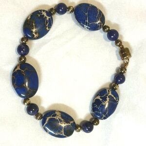 Elegant Blue Stone Artisan Bracelet / Vintage estate jewelry